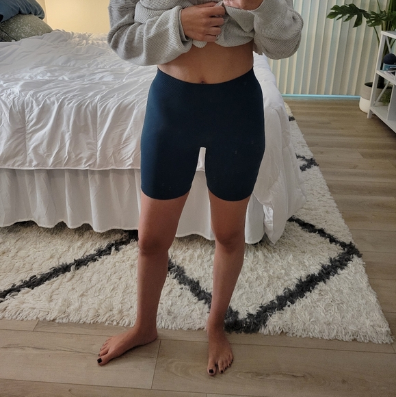 Women's Teal Biker Shorts - Picture 1 of 5